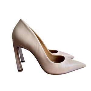 Schutz Blush Pink Nude Pilar Leather Heeled Pumps Pointed Toe 4" Size 8.5